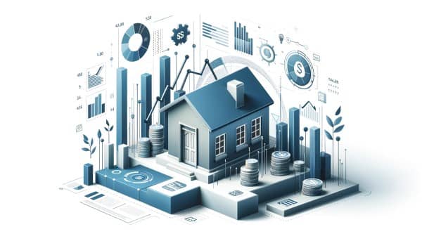 Professional header image depicting a house, financial symbols, and graphs representing financial stability in homeownership.