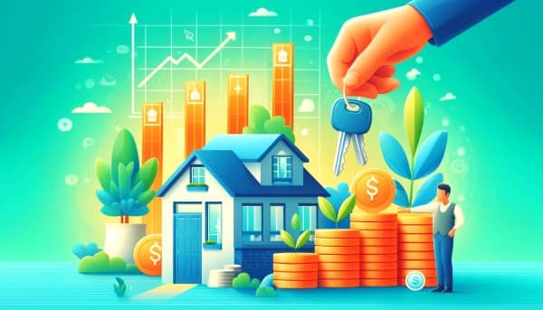 Featured image for the blog post titled 'How to Start Investing in Real Estate for Passive Income,' showcasing residential and commercial properties, financial charts, and real estate investment icons.