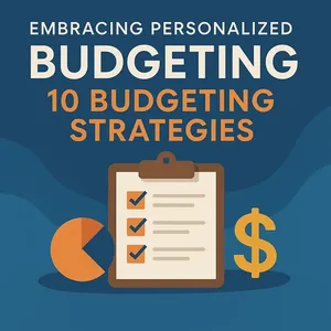 Illustrated featured image showing clipboard, pie chart, and dollar sign with the title "Embracing Personalized Budgeting: 10 Budgeting Strategies"