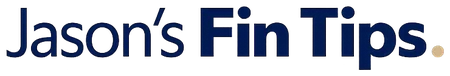 Jason’s Fin Tips logo in navy typography with gold accent dot