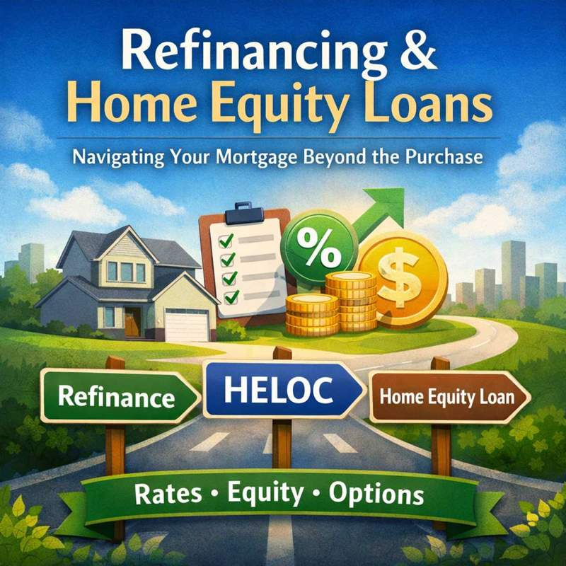 Refinancing vs HELOC vs home equity loan comparison illustration