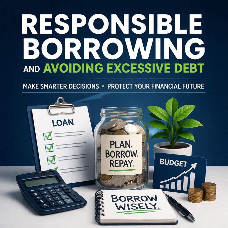Responsible borrowing concept showing loan planning, budgeting, and debt management strategies