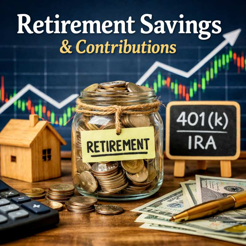 retirement savings jar coins 401k IRA financial growth chart investing concept